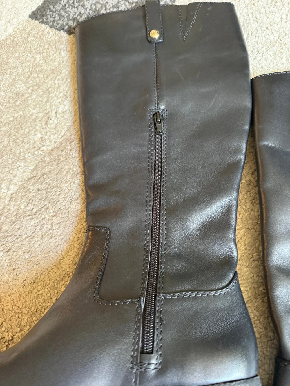 INC International Concepts Fawne Black Leather Knee High Riding Boots- Size 8